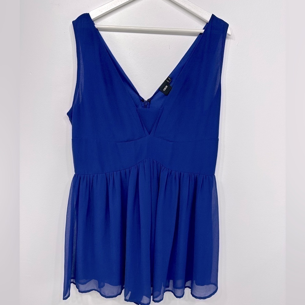 Asos chiffon blue mini dress size 14